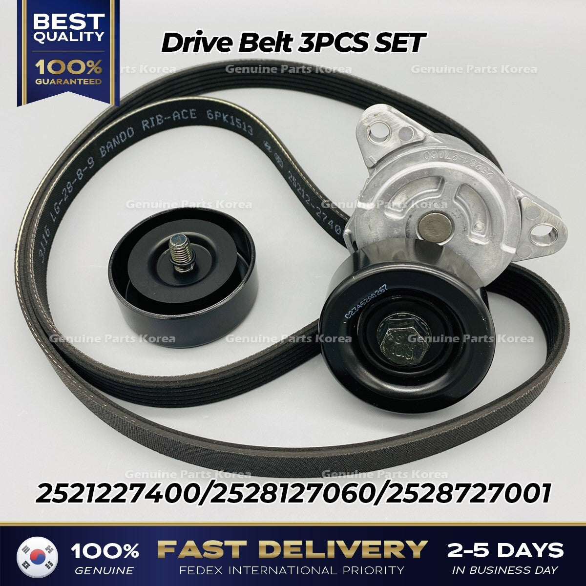 Genuine Drive Belt 3PCS SET 2521227400 2528127060 2528727001 for Hyundai Kia