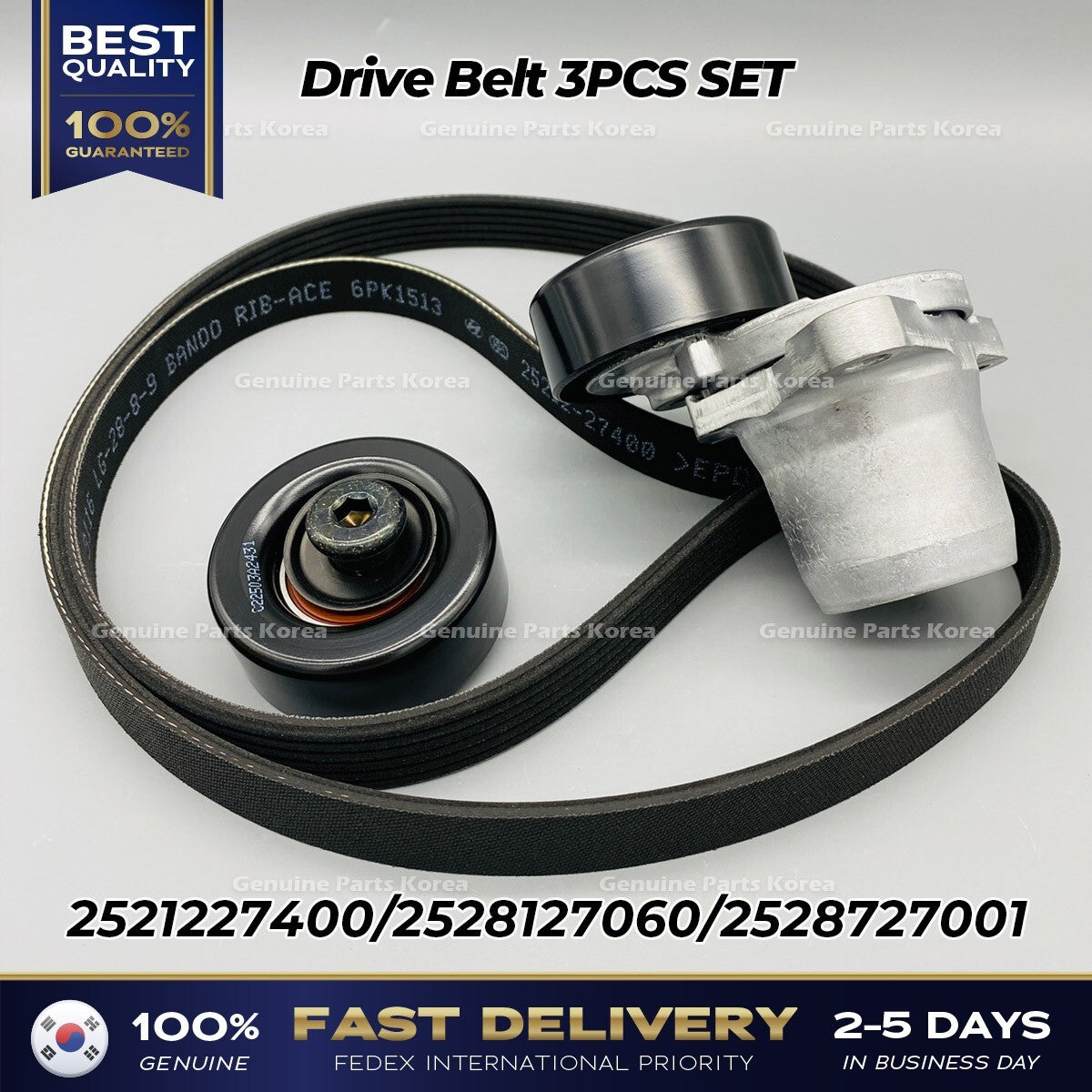 Genuine Drive Belt 3PCS SET 2521227400 2528127060 2528727001 for Hyundai Kia