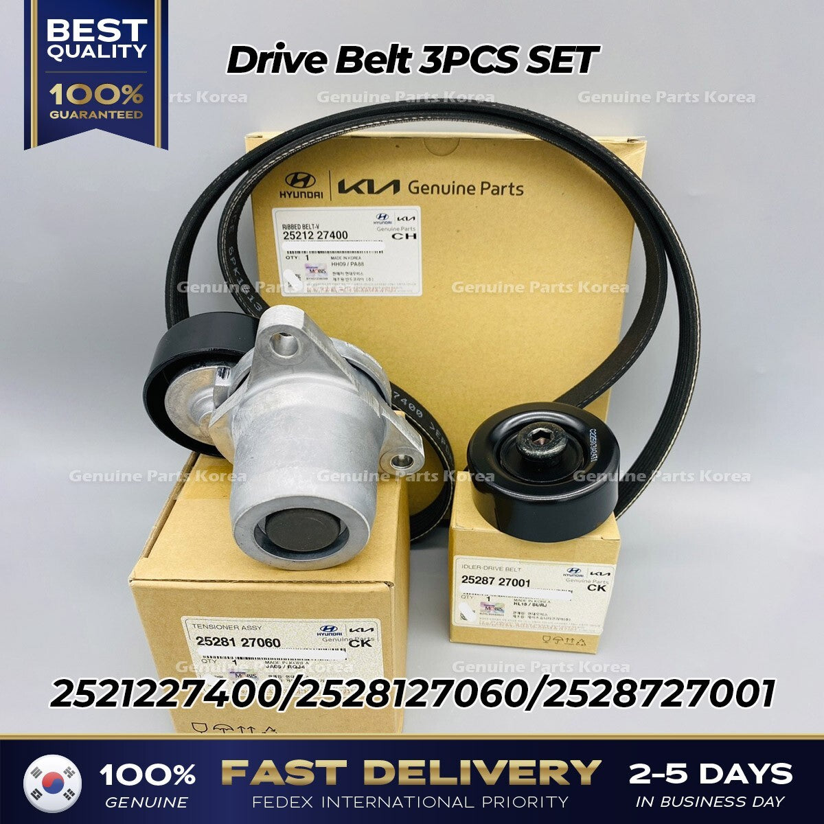 Genuine Drive Belt 3PCS SET 2521227400 2528127060 2528727001 for Hyundai Kia