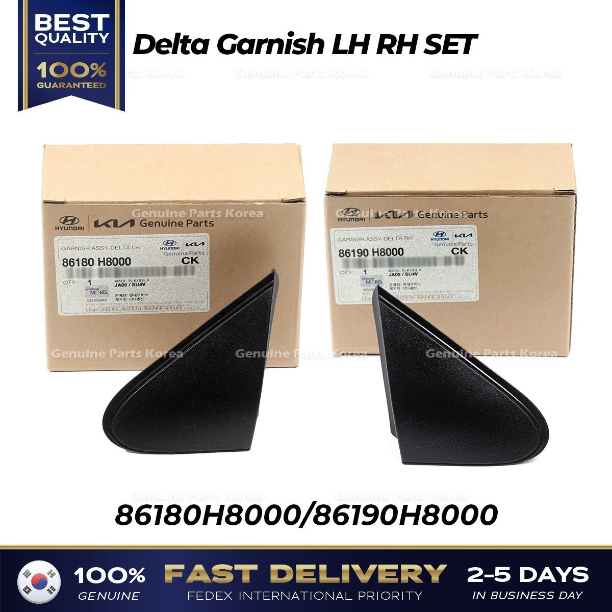 Genuine Delta Garnish LH RH SET 86180H8000 86190H8000 for Kia Rio