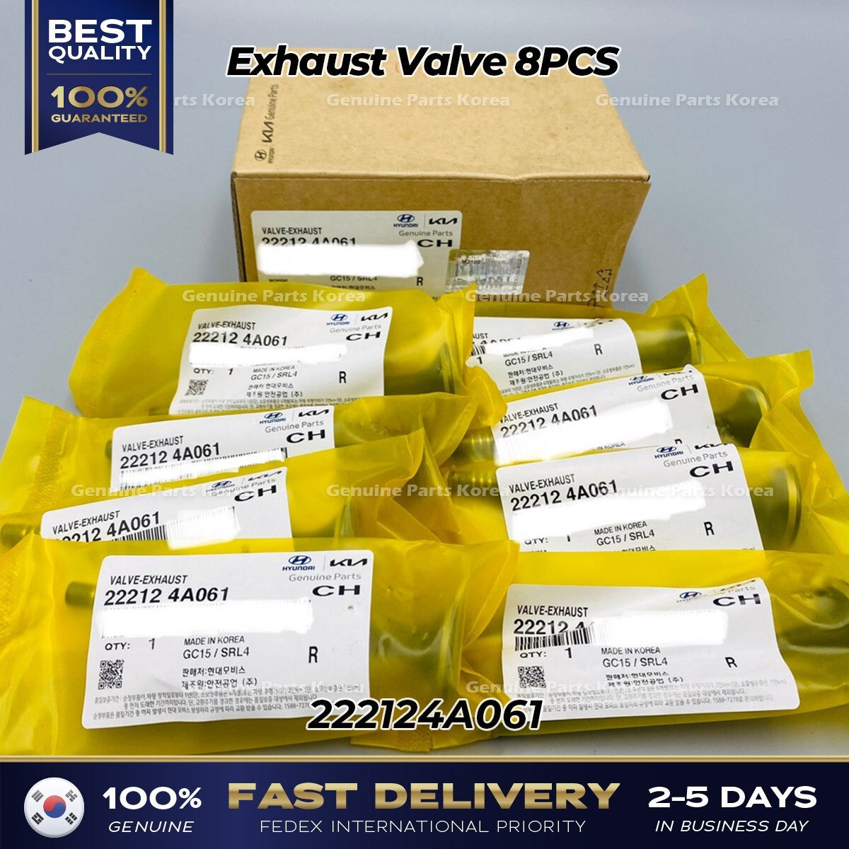 Genuine Exhaust Valve 8PCS 222124A061 for Hyundai H1 H100 Kia Sorento K2500