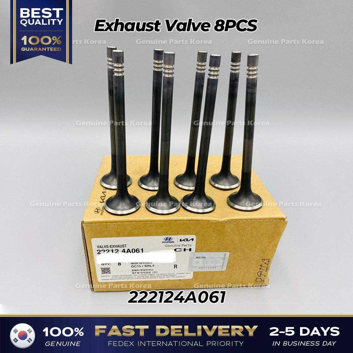 Genuine Exhaust Valve 8PCS 222124A061 for Hyundai H1 H100 Kia Sorento K2500