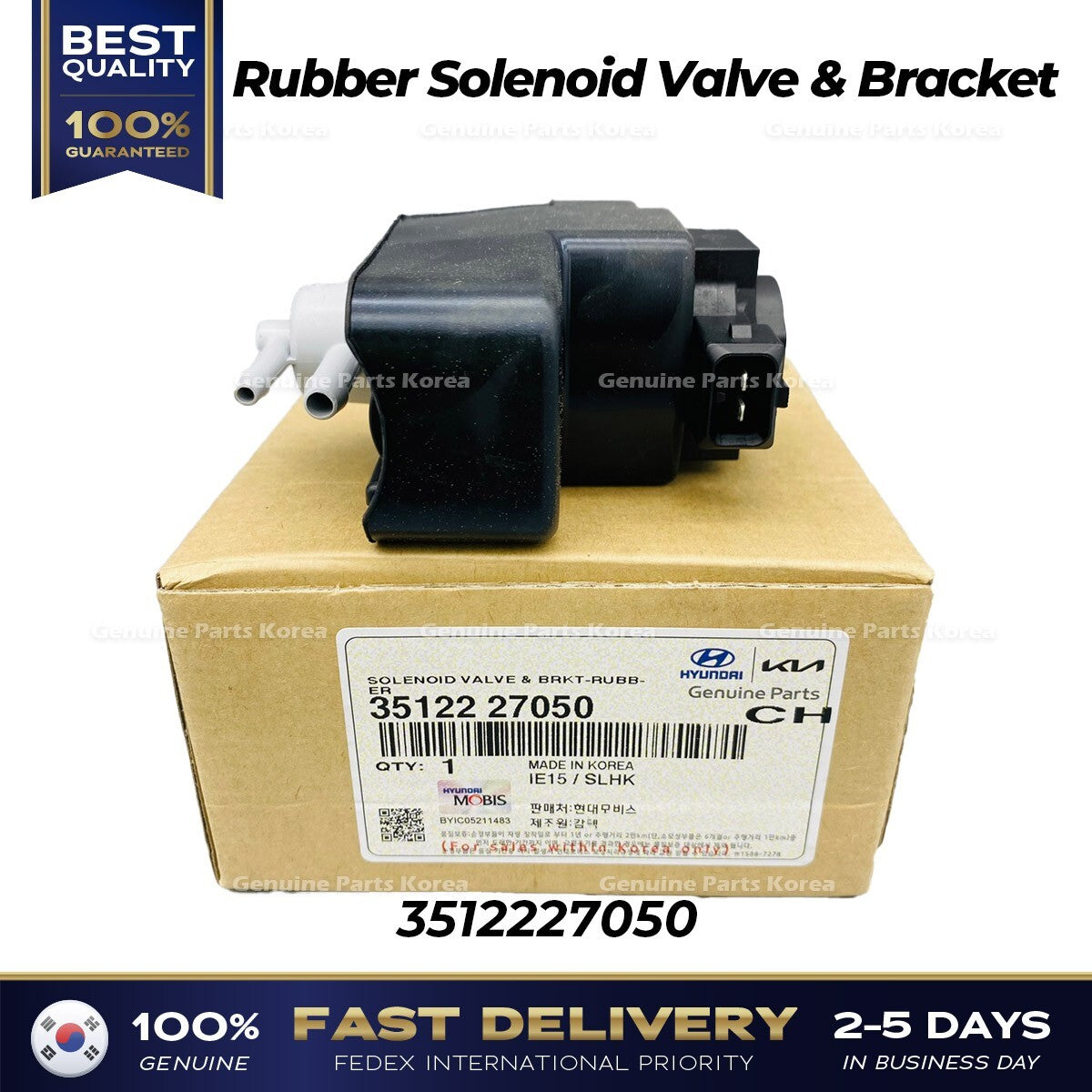Genuine Rubber Solenoid Valve & Bracket 3512227050 for Hyundai Kia