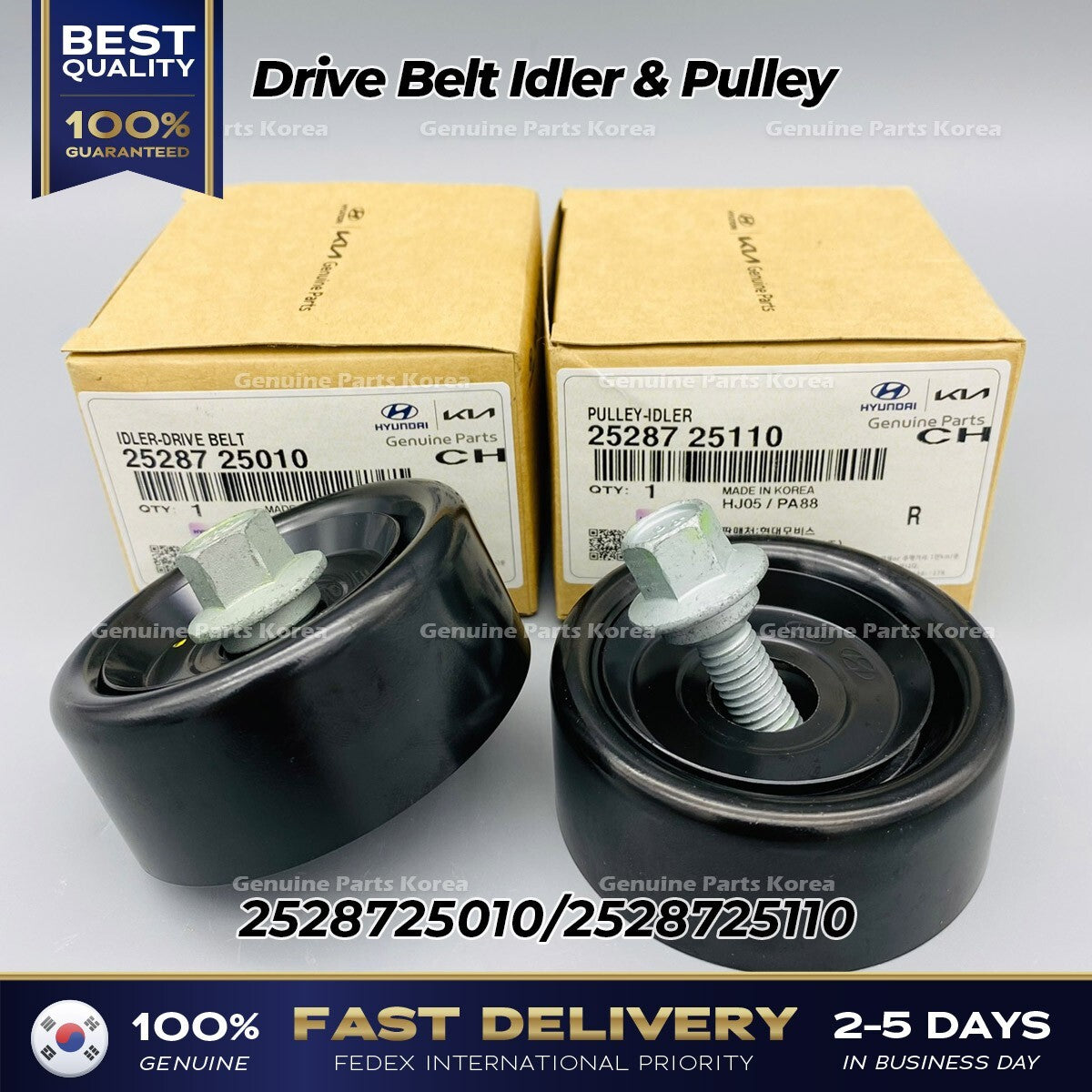 Genuine Drive Belt Idler & Pulley 2528725010 2528725110 for Hyundai Kia