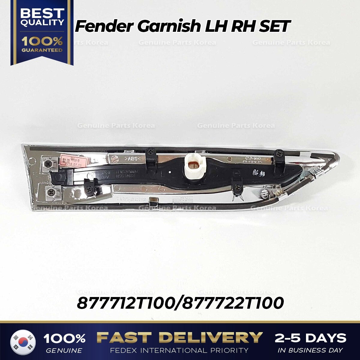Genuine Fender Garnish LH RH SET 877712T100 877722T100 for Kia Optima