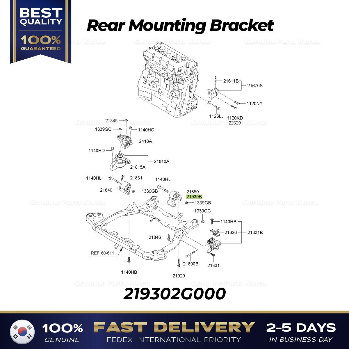 Genuine Rear Mounting Bracket 219302G000 for Kia Optima
