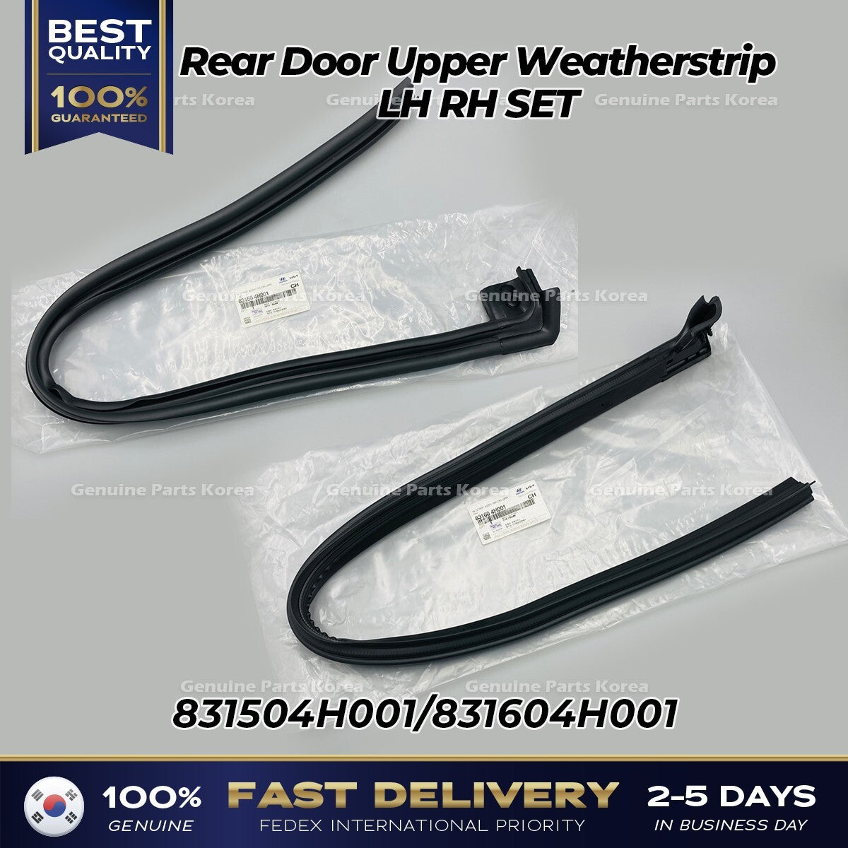 Genuine Rear Door Upper Weatherstrip LH RH SET for Hyundai H1