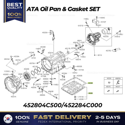 Genuine ATA Oil Pan & Gasket SET 452804C500 for Hyundai H1 Kia Borrego