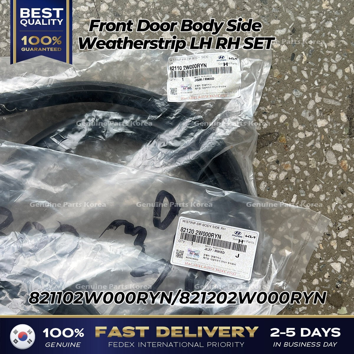 Genuine Front Door Body Side Weatherstrip LH RH SET for Hyundai Santa Fe