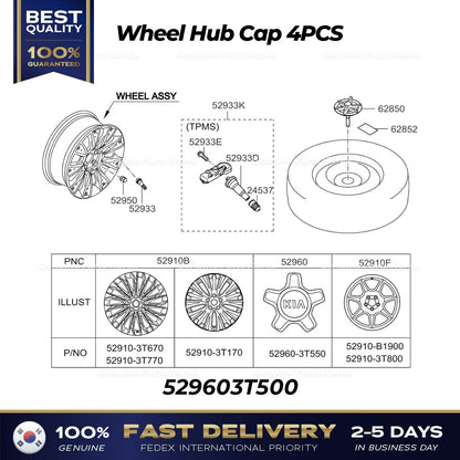 Genuine Wheel Hub Cap 4PCS 529603T500 for Kia K900