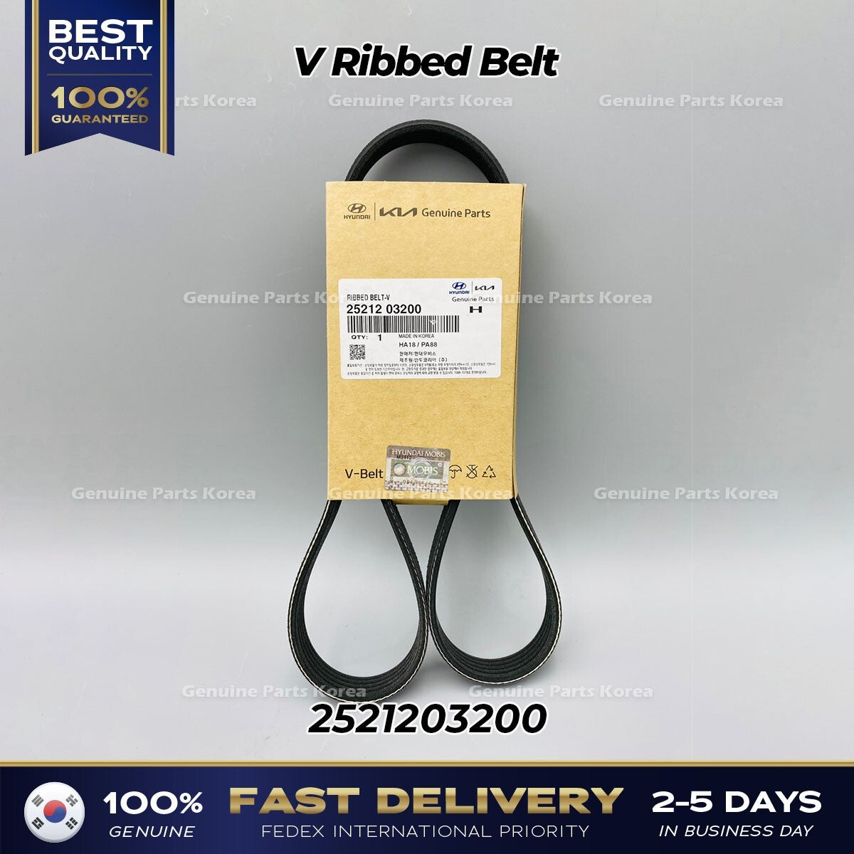 Genuine V Ribbed Belt 2521203200 for Hyundai Accent Kia Rio