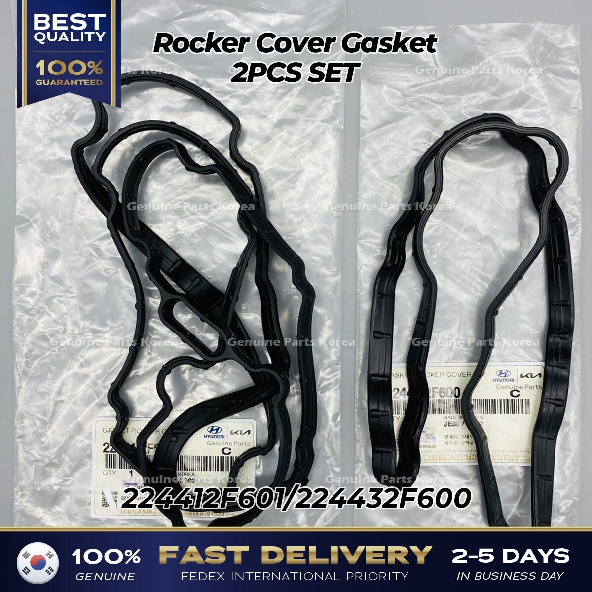Genuine Rocker Cover Gasket 2PCS SET 224412F601 224432F600 for Hyundai Kia