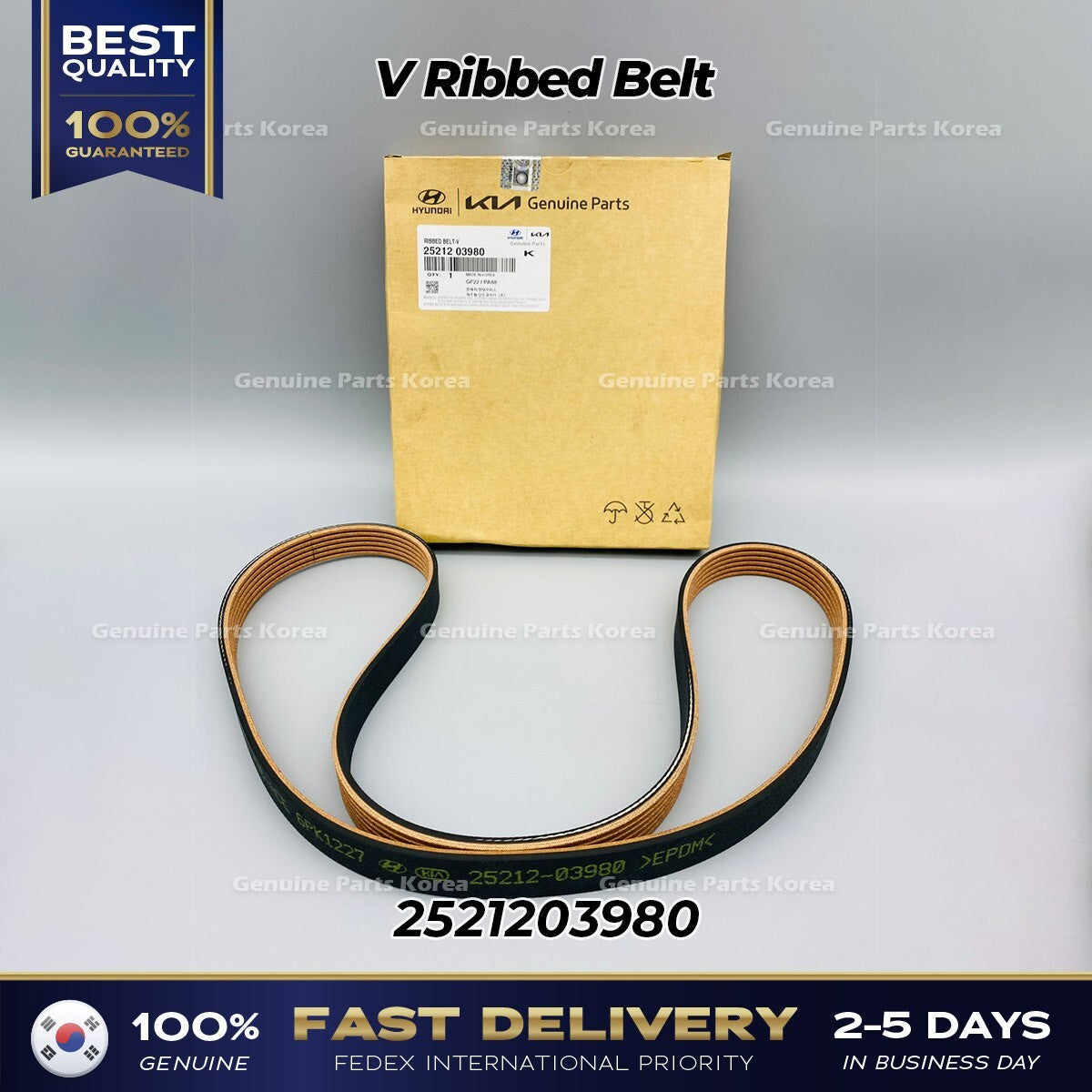 Genuine V Ribbed Belt 2521203980 for Hyundai Accent Kia Rio