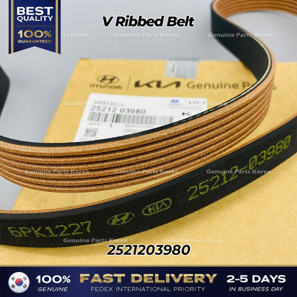 Genuine V Ribbed Belt 2521203980 for Hyundai Accent Kia Rio