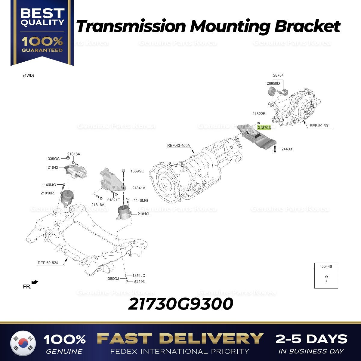 Genuine Transmission Mounting Bracket 21730G9300 for Hyundai Genesis G70