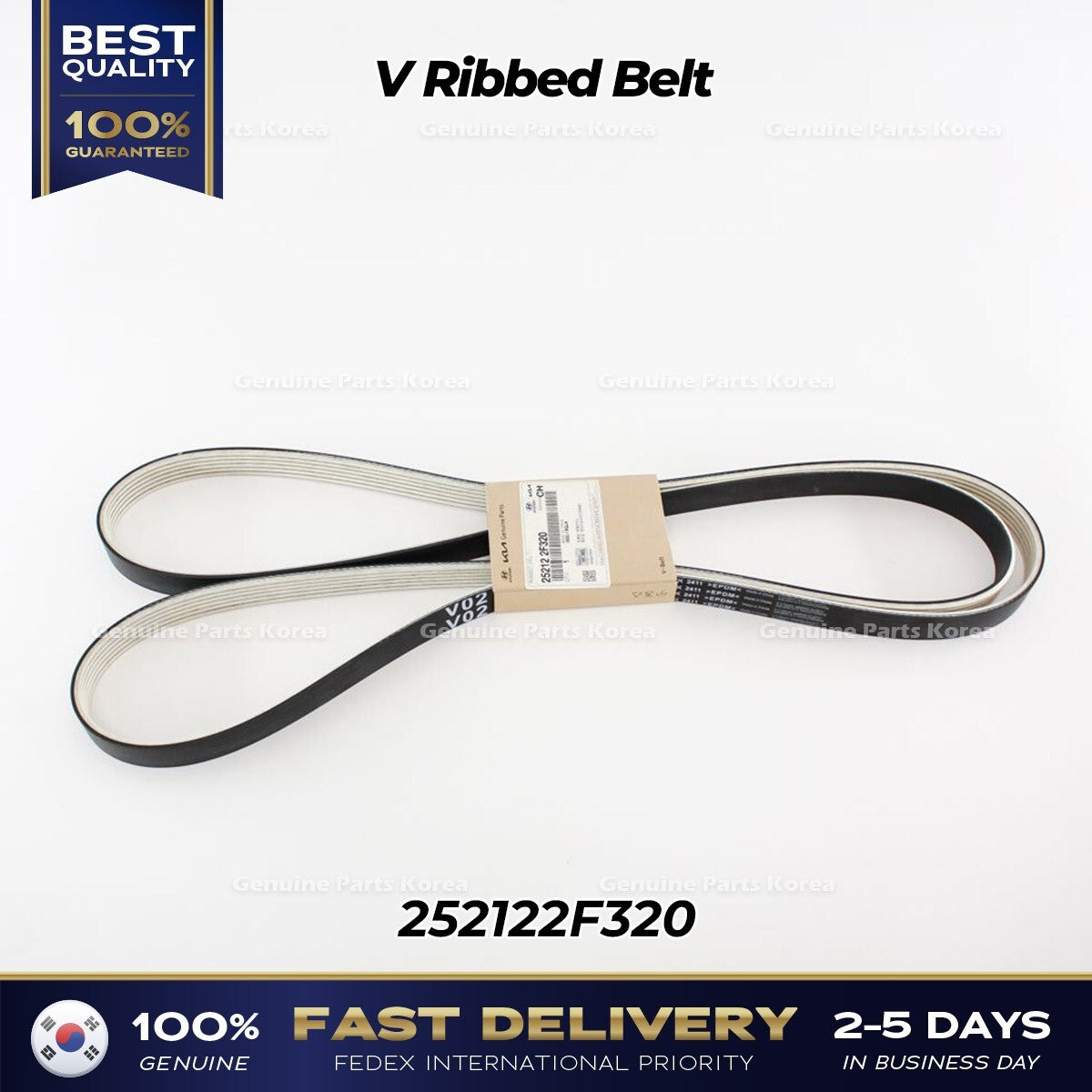 Genuine V Ribbed Belt 252122F320 for Hyundai Tuscon Santa Fe Kia Sportage