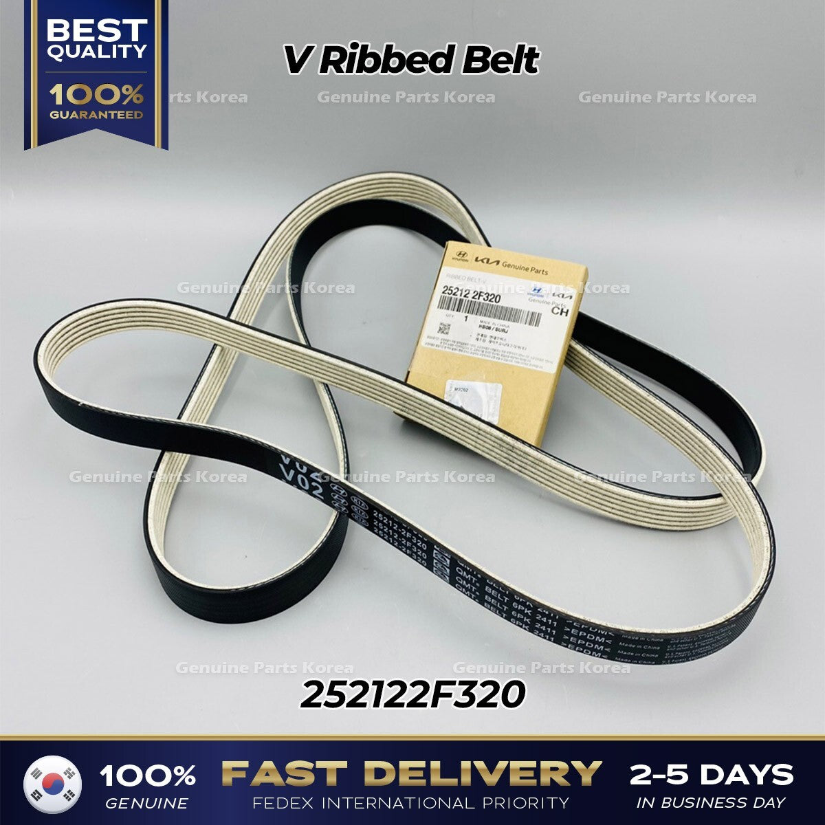 Genuine V Ribbed Belt 252122F320 for Hyundai Tuscon Santa Fe Kia Sportage