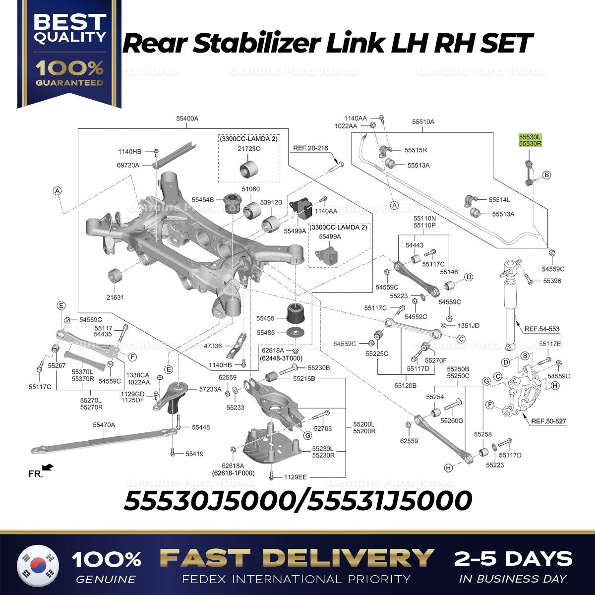 Genuine Rear Stabilizer Link LH RH SET for Hyundai Genesis G70 Kia Stinger