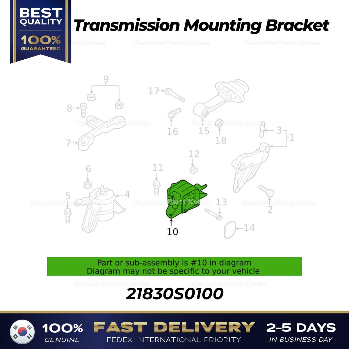 Genuine Transmission Mounting Bracket 21830S0100 for Hyundai Veloster N