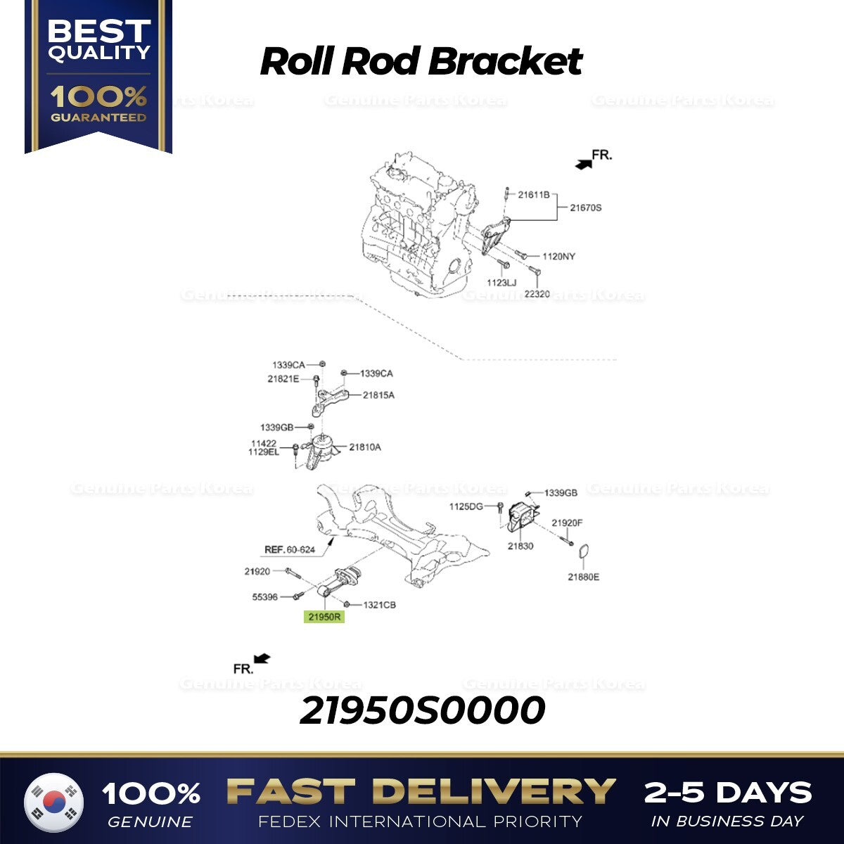 Genuine Roll Rod Bracket 21950S0000 for Hyundai Veloster N