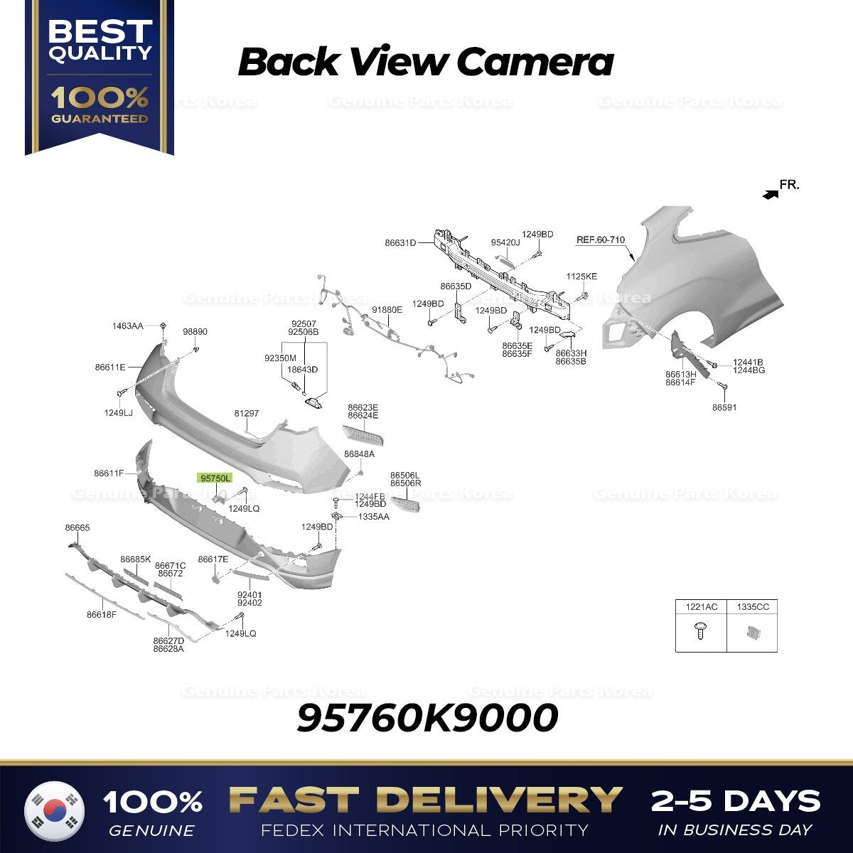 Genuine Back View Camera 95760K9000 for Hyundai Veloster N