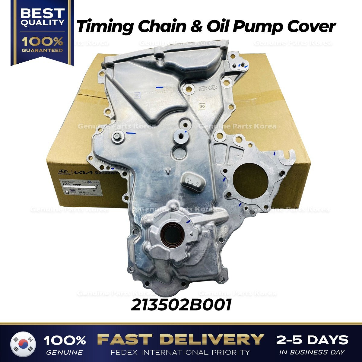 Genuine Timing Chain & Oil Pump Cover 213502B001 for Hyundai Accent Kia Rio