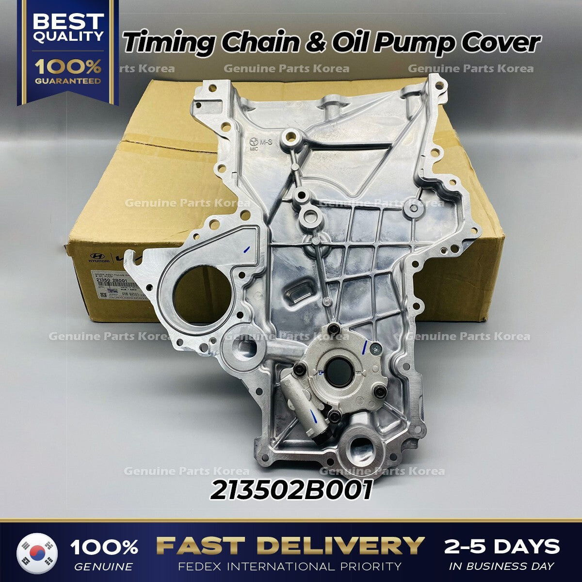 Genuine Timing Chain & Oil Pump Cover 213502B001 for Hyundai Accent Kia Rio