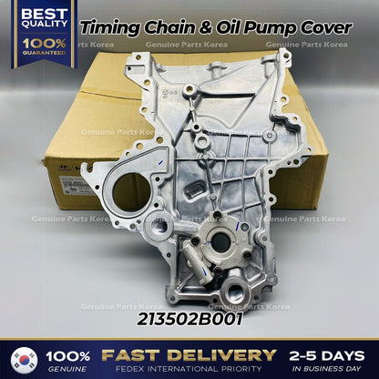 Genuine Timing Chain & Oil Pump Cover 213502B001 for Hyundai Accent Kia Rio