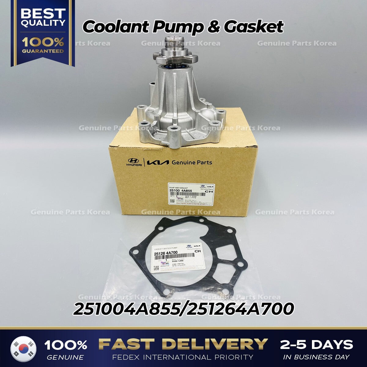 Genuine Coolant Pump & Gasket 251004A855 for Hyundai H100 H350 Kia K2500