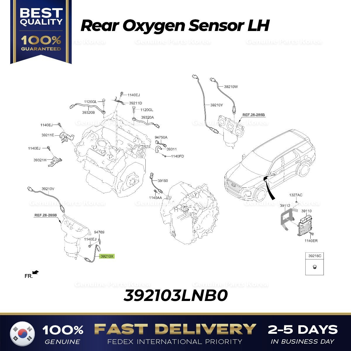 Genuine Rear Oxygen Sensor LH 392103LNB0 for Hyundai Palisade Kia Sorento