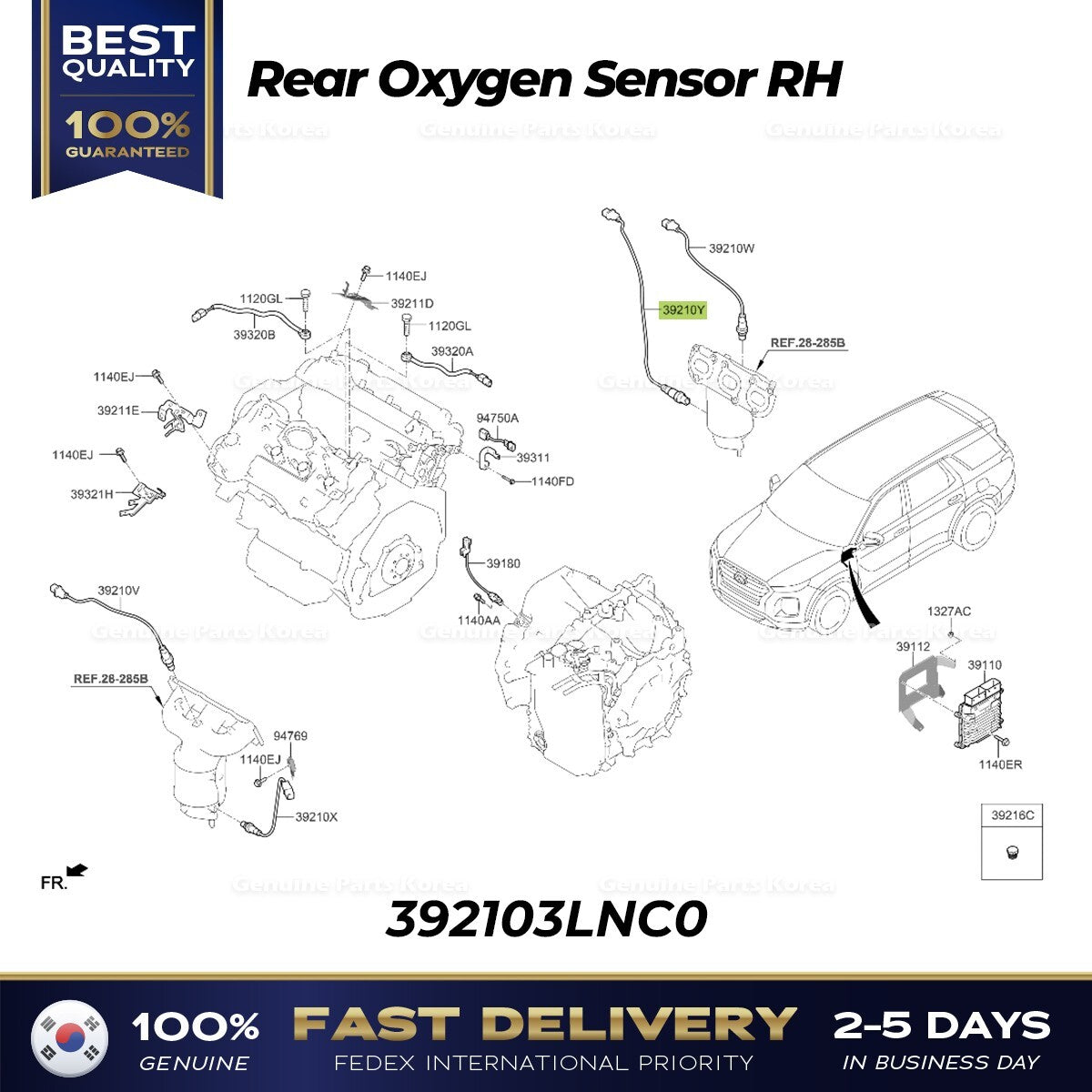Genuine Rear Oxygen Sensor RH 392103LNC0 for Hyundai Palisade