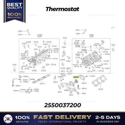 Genuine Thermostat 2550037200 for Hyundai Santa Fe XG300 Kia Amanti Optima