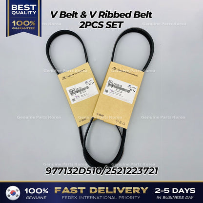 Genuine V Belt & V Ribbed Belt 2PCS SET 977132D510 2521223721 for Kia Sportage