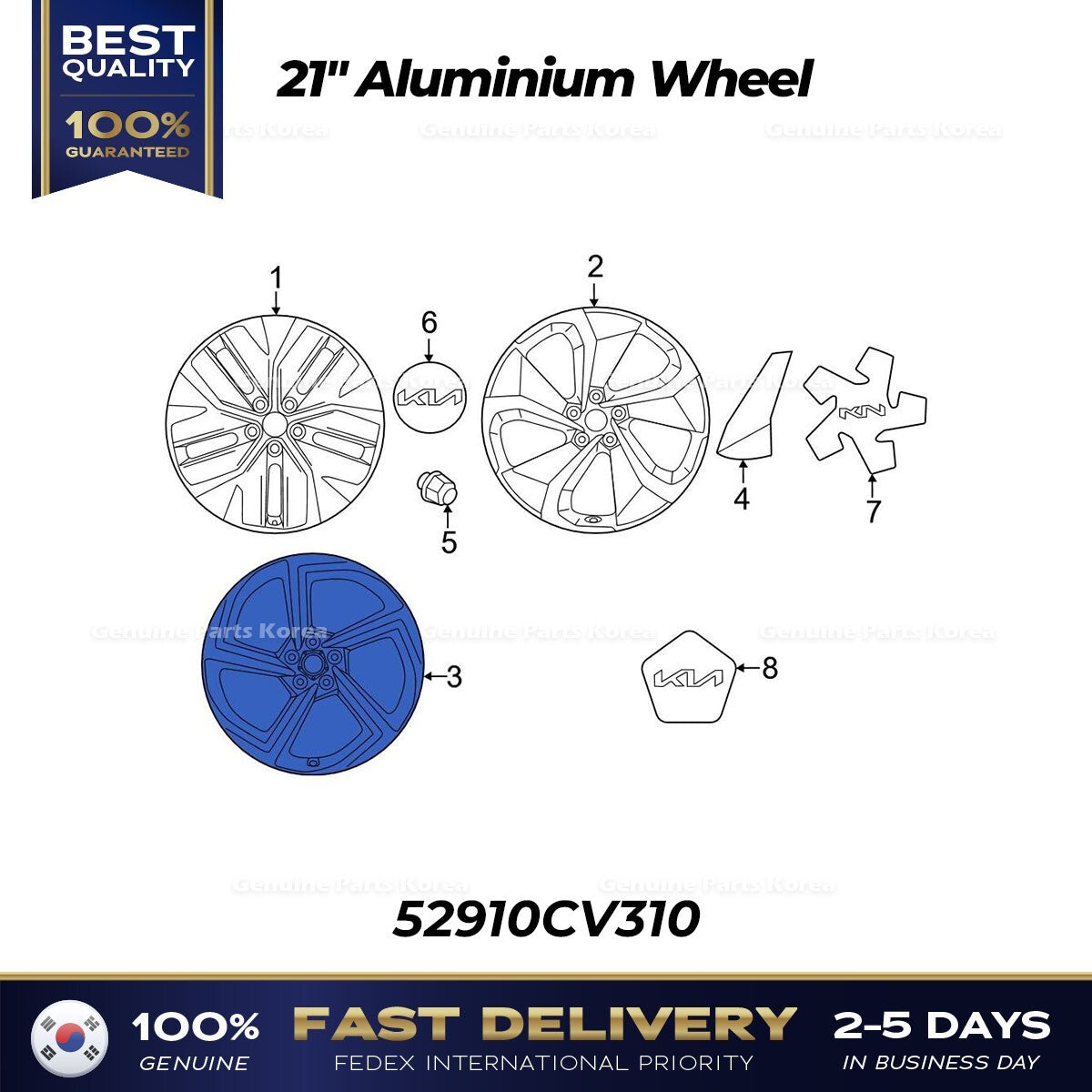 Genuine 21" Aluminium Wheel 52910CV310 for Kia EV6