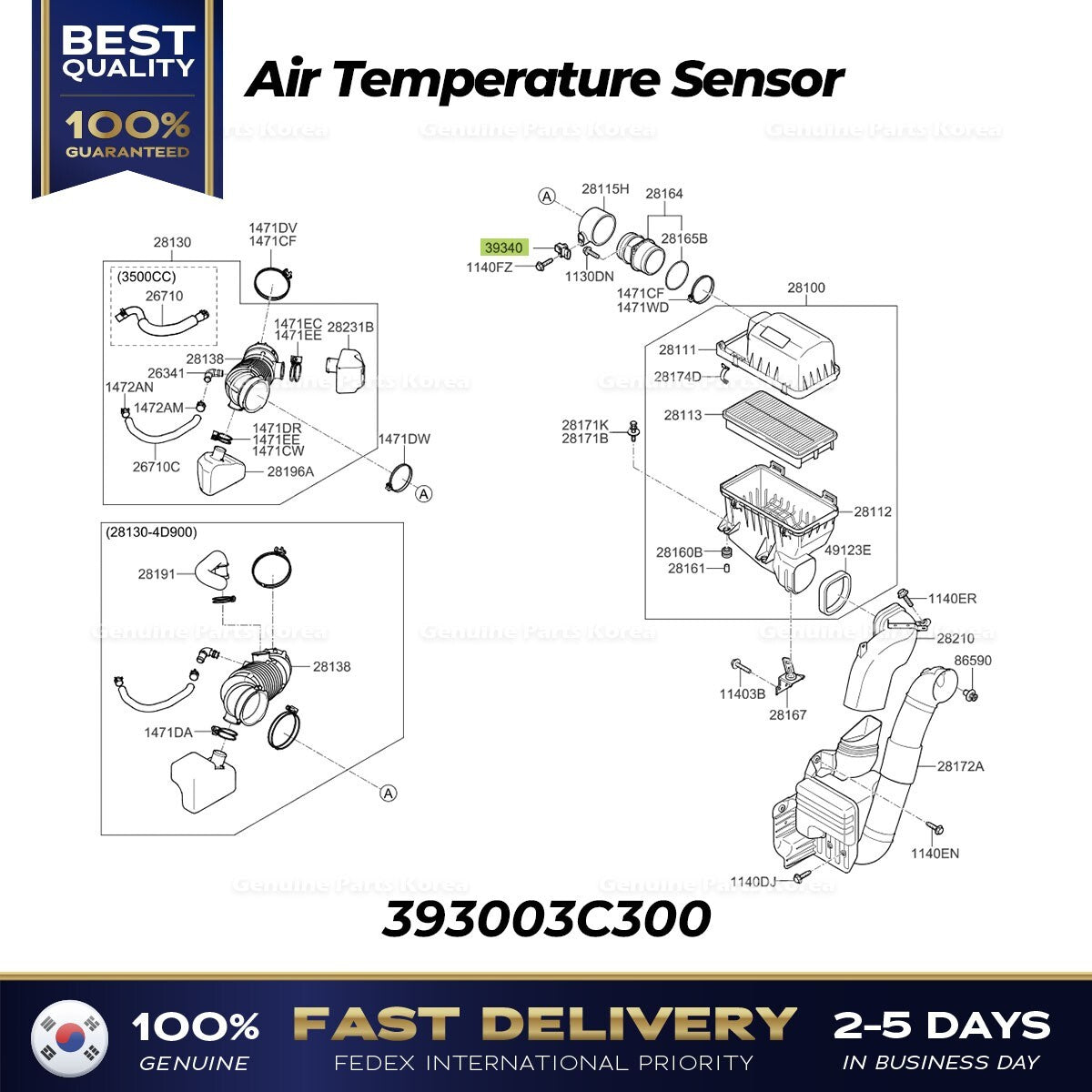 Genuine Air Temperature Sensor 393003C300 for Hyundai Kia
