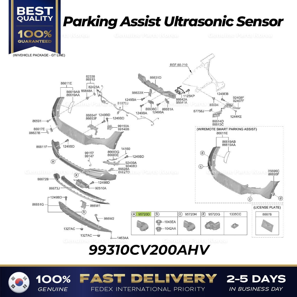 Genuine Parking Assist Ultrasonic Sensor 99310CV200AHV for Kia EV6