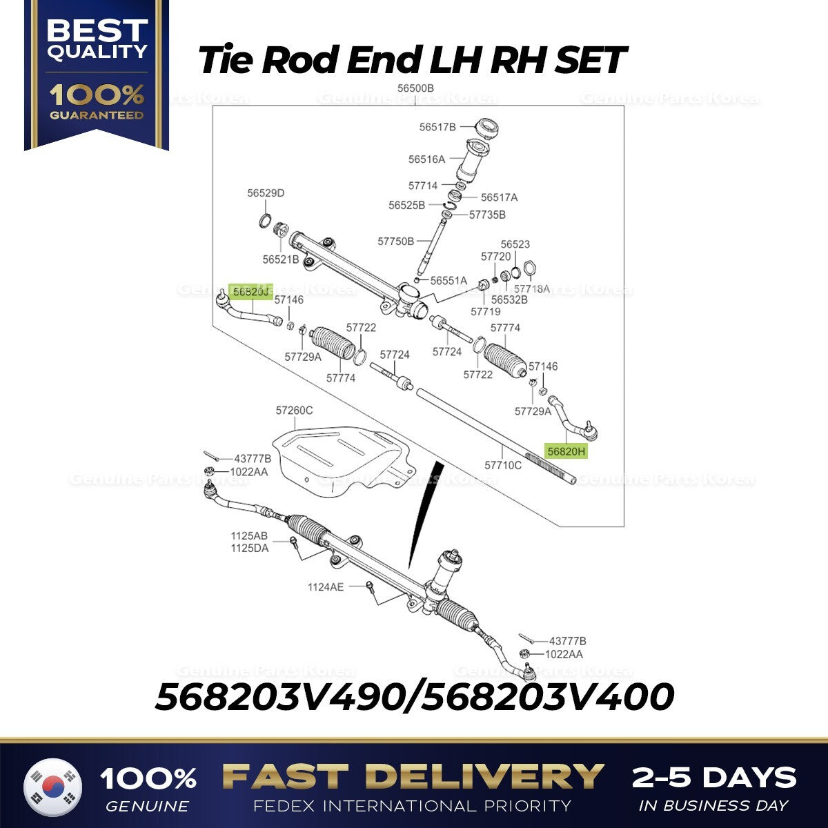 Genuine Tie Rod End LH RH SET for Hyundai Azera Kia Cadenza