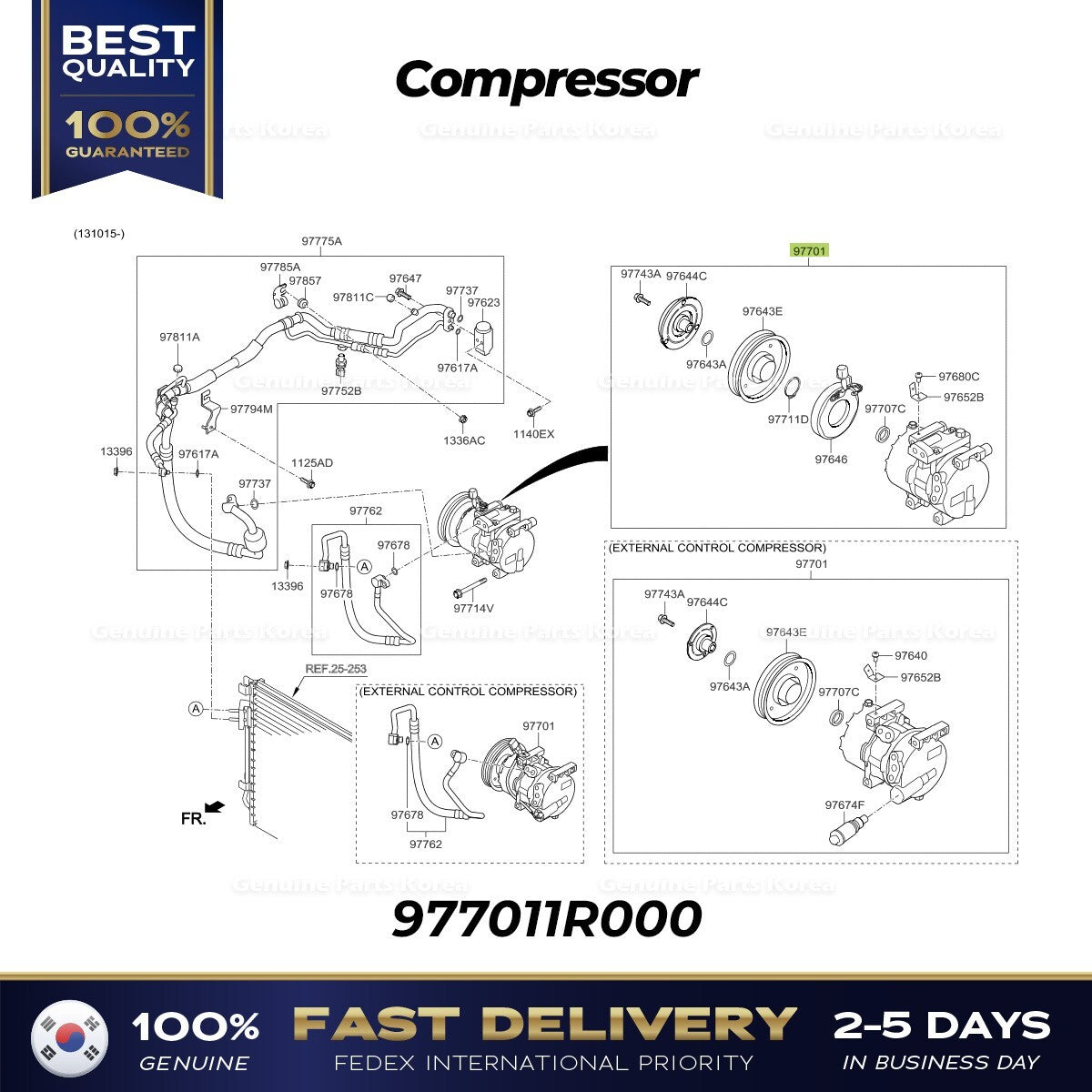 Genuine Compressor 977011R000 for Hyundai Accent