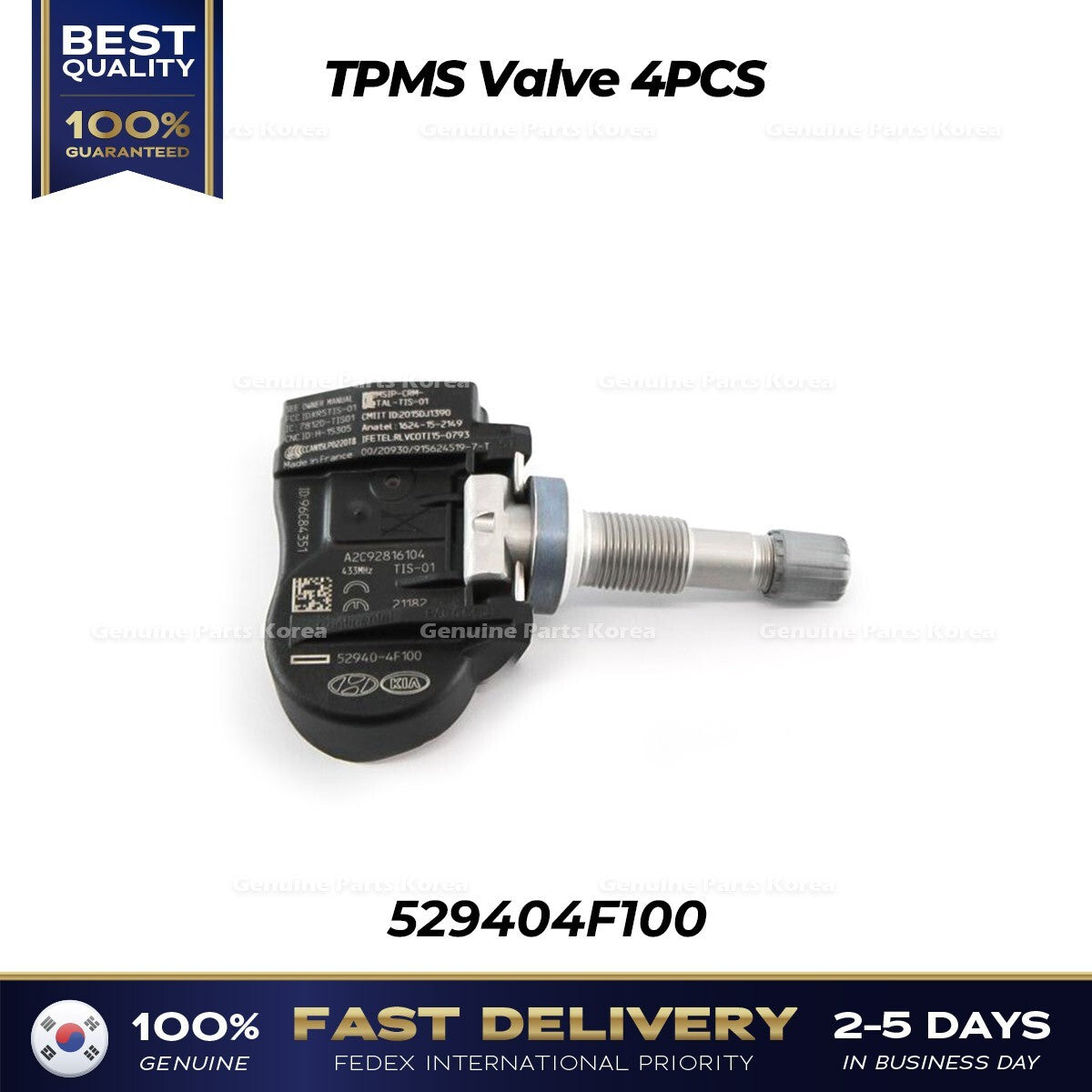 Genuine TPMS Valve 4PCS 529404F100 for Hyundai H1 Porter II Kia Bongo III