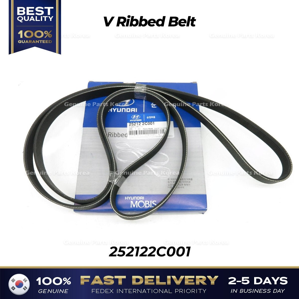 Genuine V Ribbed Belt 252122C001 for Hyundai Genesis Coupe