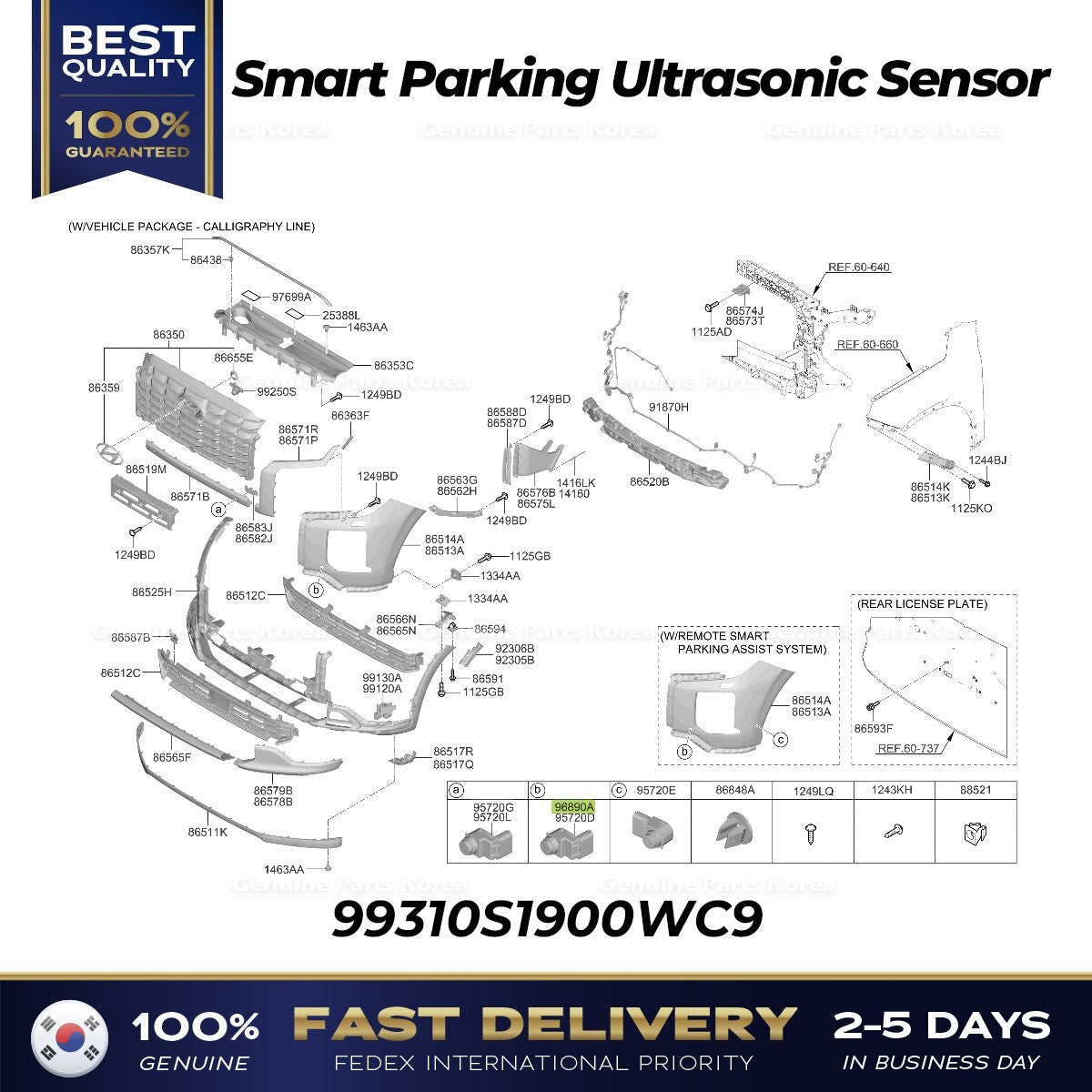Genuine Smart Parking Ultrasonic Sensor 99310S1900WC9 for Hyundai Palisade