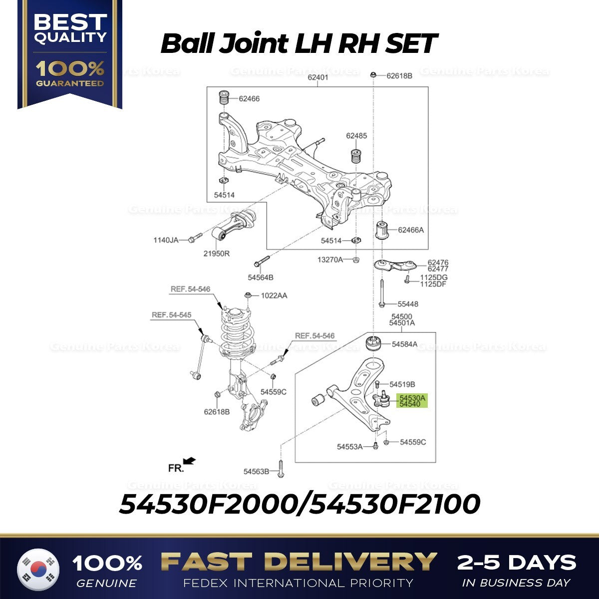 Genuine Ball Joint LH RH SET 54530F2000 54530F2100 for Hyundai Elantra Kona