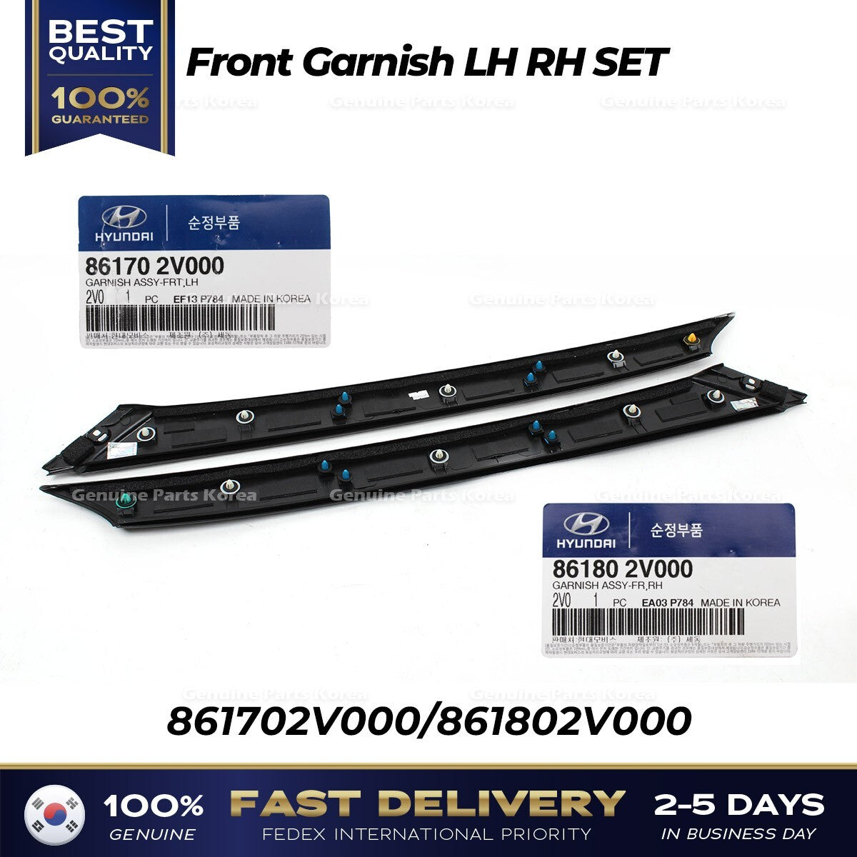 Genuine Front Garnish LH RH SET 861702V000 861802V000 for Hyundai Veloster