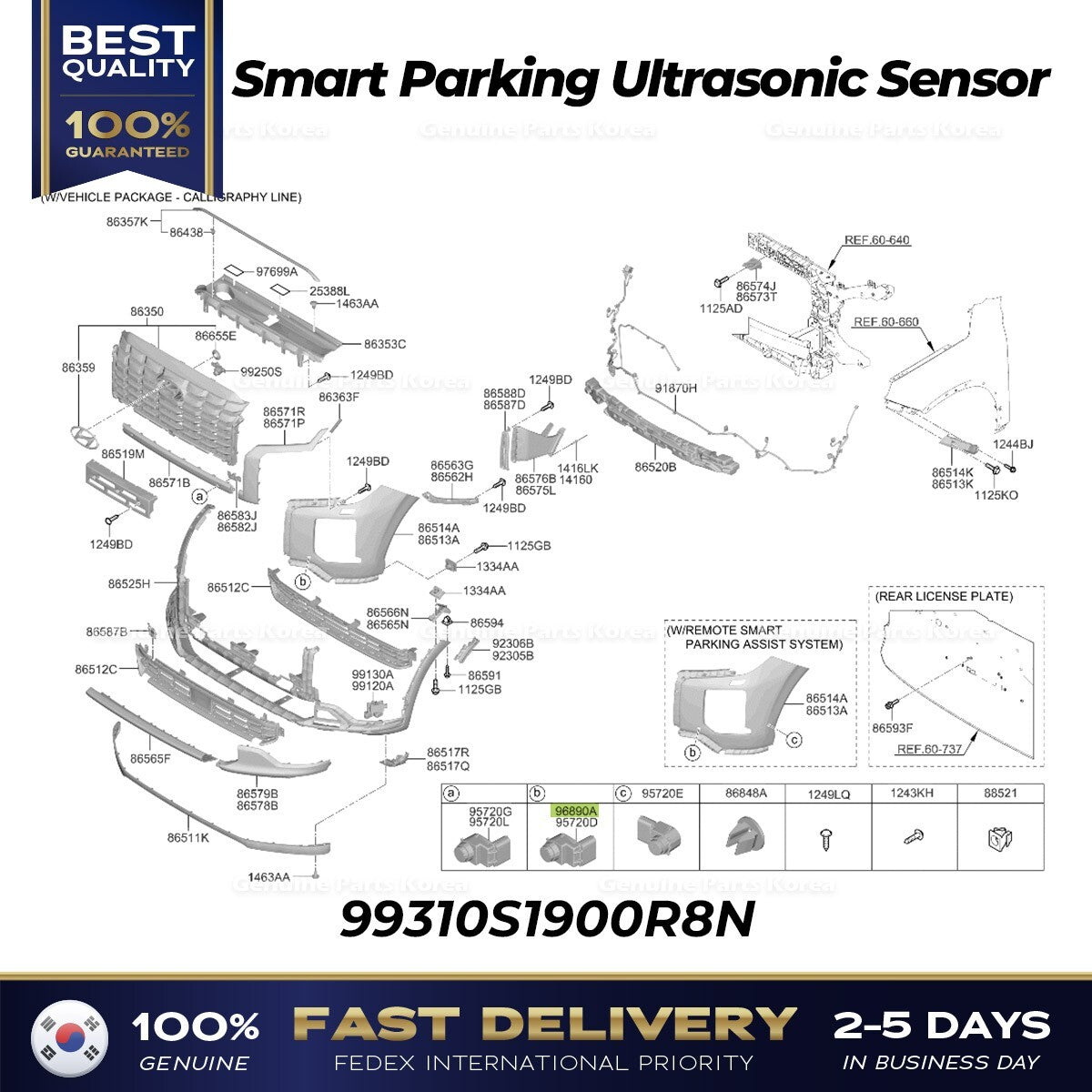 Genuine Smart Parking Ultrasonic Sensor 99310S1900R8N for Hyundai Palisade