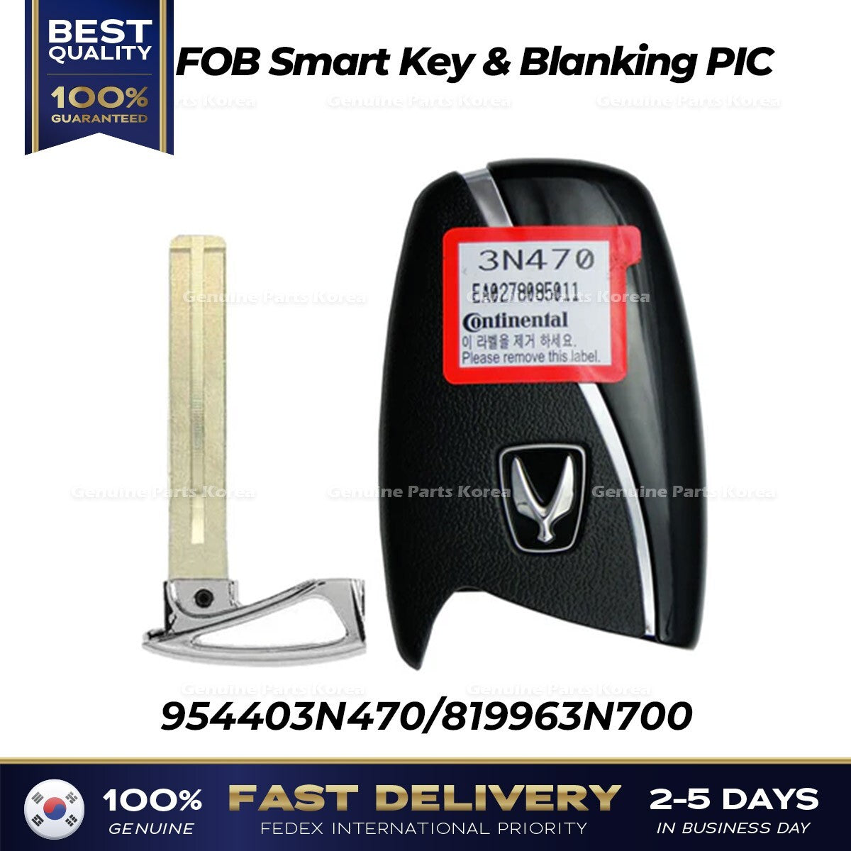 Genuine FOB Smart Key & Blanking PIC 954403N470 for Hyundai Equus