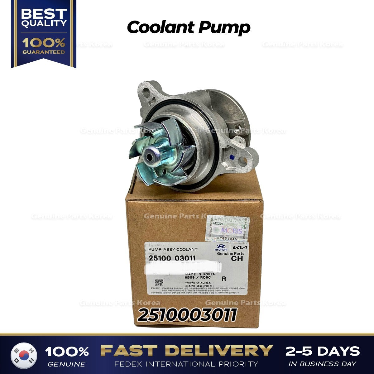Genuine Coolant Pump 2510003011 for Hyundai Accent Kia Stonic