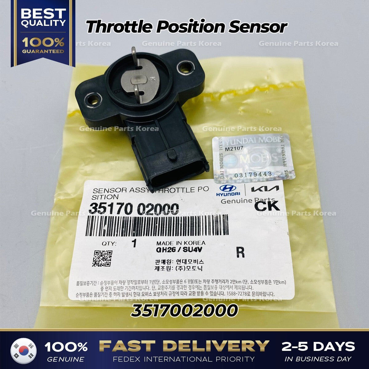Genuine Throttle Position Sensor 3517002000 for Hyundai i10 Kia Picanto