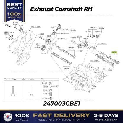 Genuine Exhaust Camshaft RH 247003CBE1 for Hyundai Genesis Kia