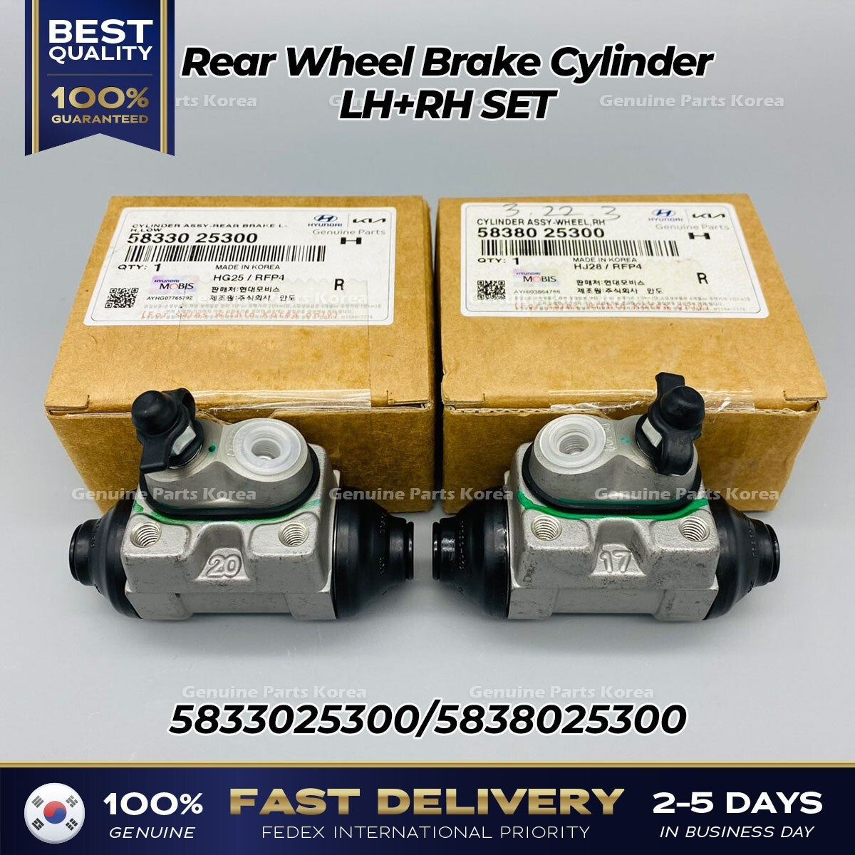 Genuine Rear Wheel Brake Cylinder LH RH SET for Hyundai Getz i10