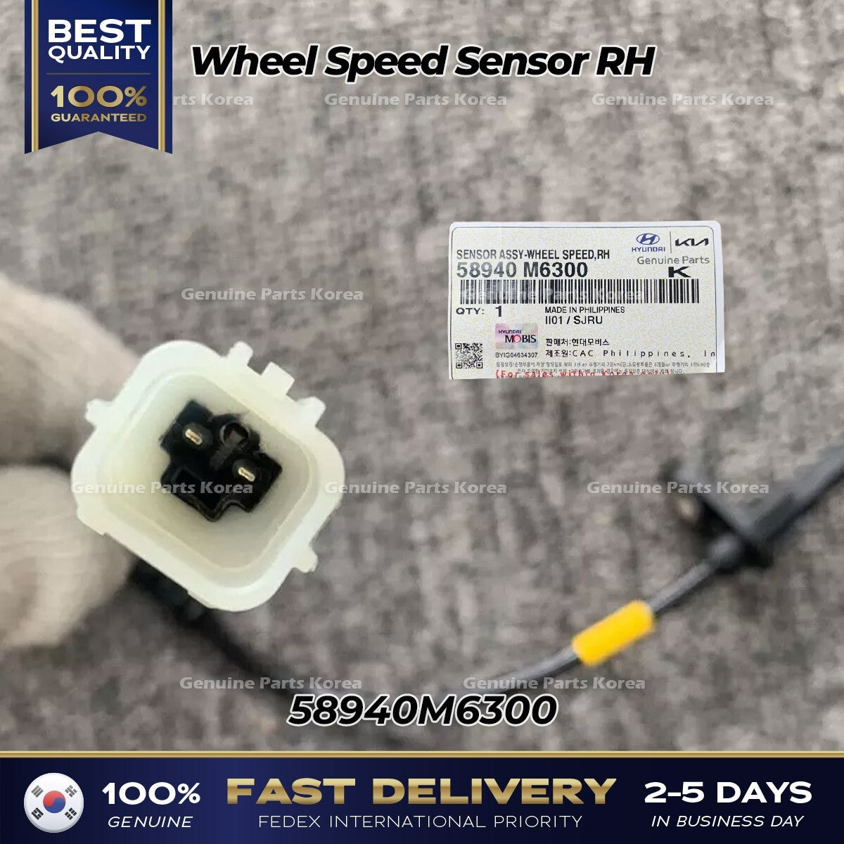 Genuine Wheel Speed Sensor RH 58940M6300 for Kia Forte